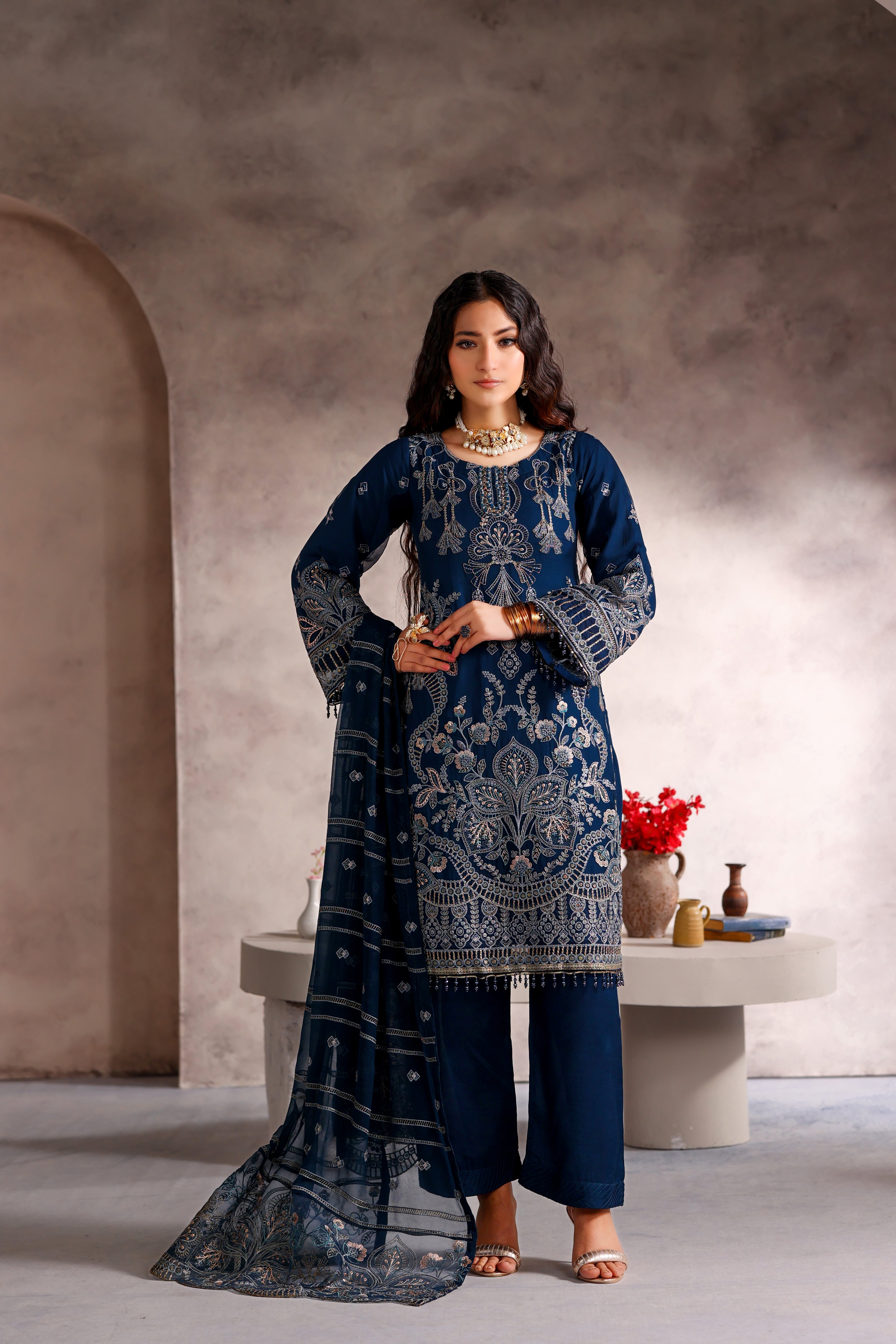 Lareeb Bamber Chiffon Formal Suit - NFD-401